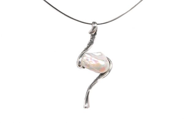 Colgante plata con perla - Joyas de plata artesanales - labruixeta